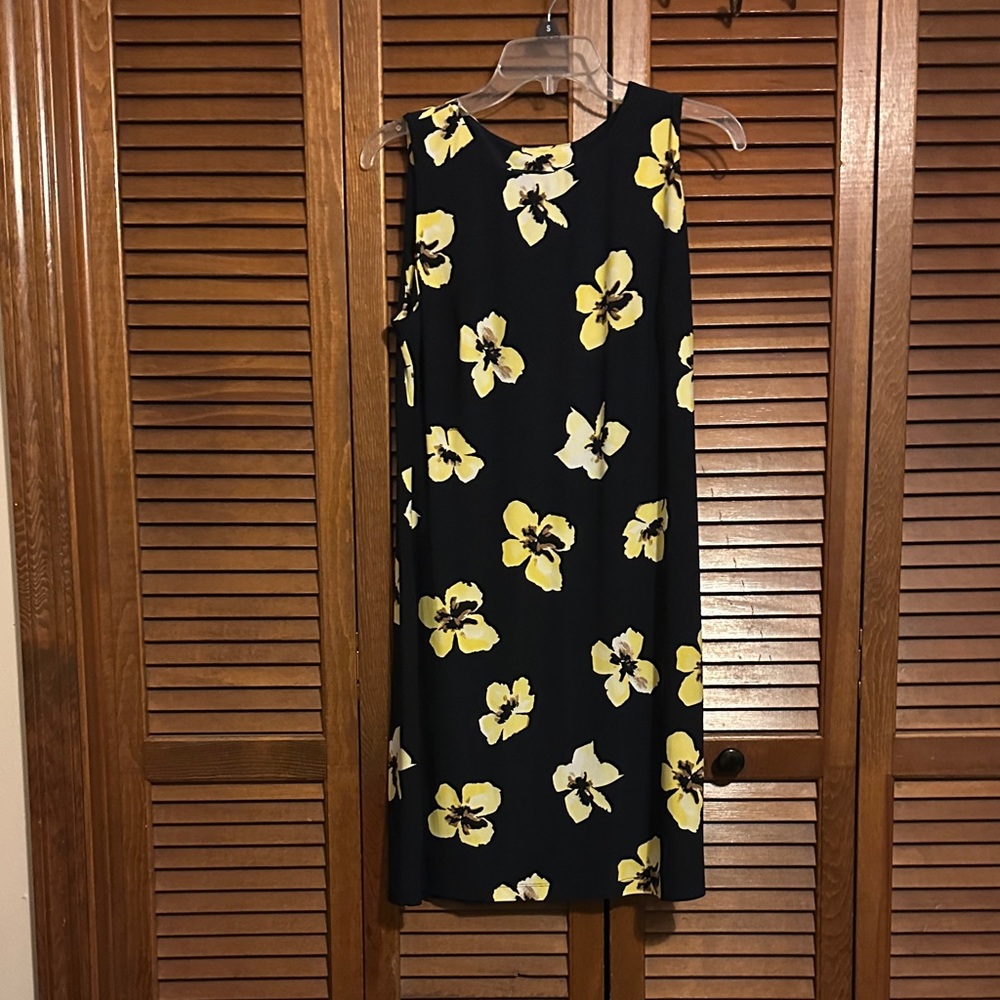 Tommy Hilfiger Navy & Yellow Floral Sleeveless Jersey Midi Dress | Size 6